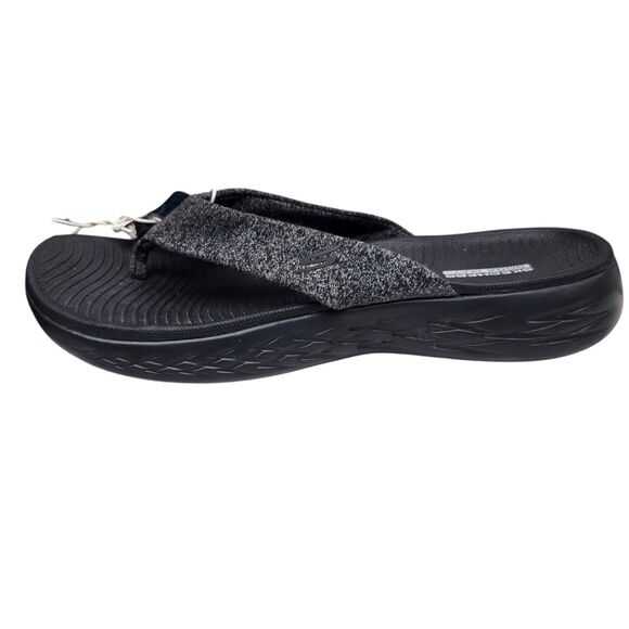 Skechers Go Walk Flip Flops Womens 10 Black Gray Slip-on Machine Washable Casual - Picture 4 of 13